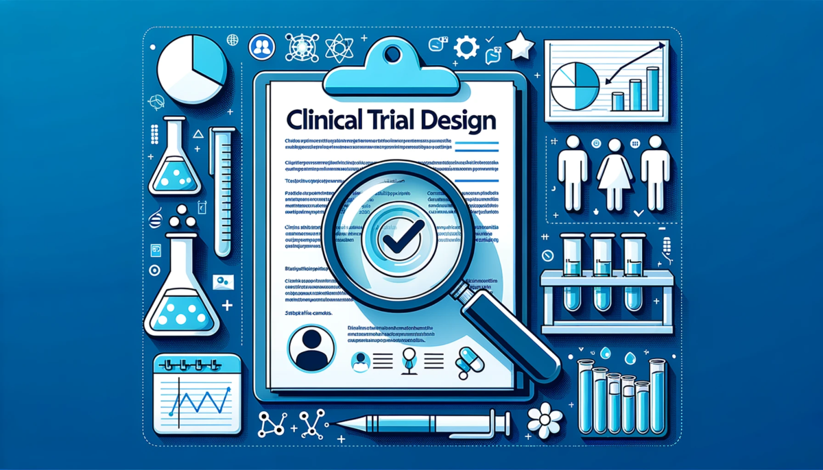 Infographic illustration of clinical trial design components